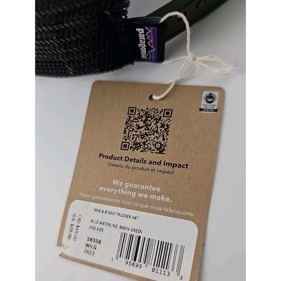 PATAGONIA Take a Stand Trucker Hat Wild Fish Wild Waters Green Camp Fishing NWT - Picture 3 of 8